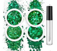 Juego de 4 accesorios de cuerpo de fantasía con lentejuelas irregulares para maquillaje de ojos