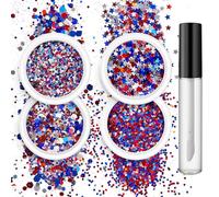 Juego de 4 accesorios de cuerpo de fantasía con lentejuelas irregulares para maquillaje de ojos