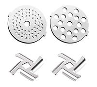 Juego de 4 accesorios de repuesto para picadora de carne Kitchenaid, 2 hojas de picadora de carnes, 2 placas de bordado, kit de repuesto para picadora de carne