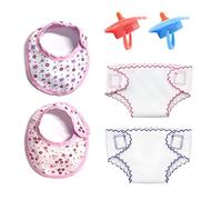 Juego de 4 Accesorios para muñecas, Chupete para pañales, Juguetes para niños, Accesorios para alimentación de muñecas, pañal Autoadhesivo para Babero, Juguete de Juego de rol con 2 chupetes.