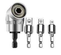 Juego De 4 Adaptadores De Taladro En Ángulo Recto: Extensiones De Vaso De Impacto Flexibles, Adaptadores De Vástago Hexagonal Y Junta Giratoria De 360 grados Para Destornillador Inalámbrico, Carpint