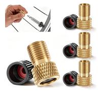 Juego de 4 adaptadores de válvula de bicicleta, adaptador de latón Presta Schrader + 4 tapas de válvula, convertidor de válvula universal para válvulas Presta Dunlop, accesorios para bicicleta, juego