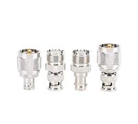 Juego de 4 adaptadores UHF a BNC, Conector RF de Cobre niquelado de 50 ohmios para Antena, Radio, WiFi y LAN inalámbrica; Incluye Adaptador UHF Macho a BNC Hembra y Otras