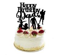 Juego de 4 adornos acrílicos y letras de feliz cumpleaños para papá para decoración de tarta de cumpleaños para fiestas de cumpleaños, suministros para el día del padre (negro)
