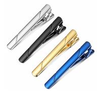 Juego de 4 alfileres de corbata para hombre, color negro, dorado, plateado, azul marino, para corbatas regulares, barras de corbata de cobre para negocios y eventos formales