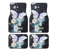 Juego de 4 alfombrillas de mariposa blanca para coche, interior limpio, fácil de limpiar y no se decolora, mantiene tu coche, camión o furgoneta