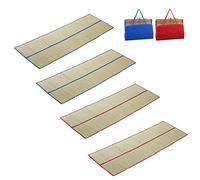 Juego de 4 alfombrillas de paja para playa (180 x 60 cm, plegables, con asas), color azul y rojo
