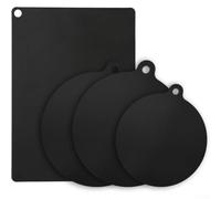 Juego de 4 alfombrillas de silicona para placas de inducción, color negro, redondas y cuadradas, para estufas de vidrio y cerámica, para evitar arañazos y resbalones en áreas de cocina