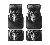 Juego de 4 alfombrillas decorativas de neopreno para coche, diseño de león africano, blanco y negro, impermeables, para coches, camiones, furgonetas y SUV, interior antideslizante y elegante