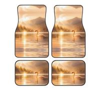 Juego de 4 alfombrillas estampadas Swan in The Lake | Resistente al desgaste y a las manchas | Perfecto para coches/SUVs/furgonetas