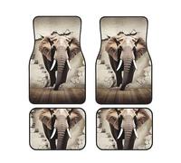 Juego de 4 alfombrillas universales para piso de coche con estampado de elefante de pared rota, antideslizantes, para SUV, furgonetas, camiones