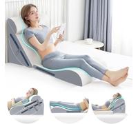 Juego de 4 almohadas ortopédicas de cuña con almohada de espuma viscoelástica completa, almohada de cuña para aliviar el dolor de espalda, almohada de cuña ajustable para dormir, postoperatoria