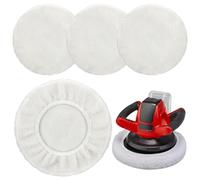 Juego de 4 almohadillas de pulido de lana de cordero, 220 mm - 250 mm, para pulidoras de coche Einhell inalámbricas, almohadillas de pulido para coche, compatible con CE-CB 18/254 Li, CC-PO 90