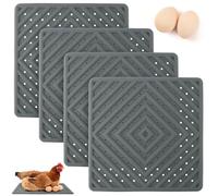Juego de 4 almohadillas para nido de pollo, 12 x 12 pulgadas, reutilizables, lavables, para protección de huevos y fácil limpieza de gallineros, forros de silicona suave con agujeros de drenaje