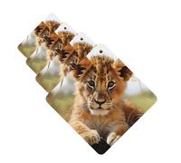 Juego de 4 ambientadores de coche para colgar tarjetas perfumadas para SUV - Pequeño animal león - Tabletas de aromaterapia - para dormitorio, armario, zapatero
