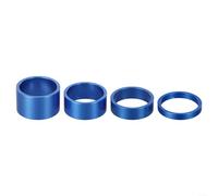 Juego de 4 auriculares de bicicleta para eje de horquilla de 28,6 mm, espaciadores en 5/10/15/20 mm, diseño de aluminio ligero para un ajuste preciso del manillar (azul)
