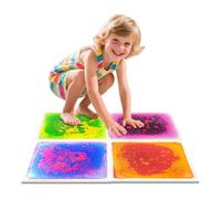 Juego de 4 baldosas sensoriales para suelo, cumple con EN71, marcado CE, no tóxico, líquido para autismo, TDAH y SPD, juego táctil estimulante para aulas, guarderías y salas de terapia, 30 x 30 cm