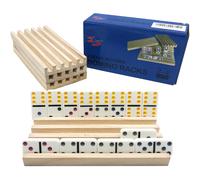 Juego de 4 bandejas de domin? de madera maciza Yuanhe, soporte para fichas de domin?, soporte para domin?