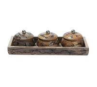 Juego De 4 Bandejas De Servir Madera Marrones 30cm Para Té Decoración Jardín
