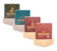 Juego de 4 barras de jabón natural para hombre, barra de limpieza, hidratante y exfoliante, jabones exfoliantes, juego de regalo para viajes, para hombres, cara, cuerpo, barba, 5.3 onzas de 4 barras