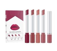 Juego de 4 barras de labios rellenadoras y brillos labiales: lápiz labial nude, bálsamo de labios tintado, brillo de labios altamente pigmentado, resistente al agua, lápiz labial duradero (E)