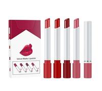 Juego de 4 barras de labios rellenadoras y brillos labiales: lápiz labial nude, bálsamo labial tintado, brillo de labios altamente pigmentado, resistente al agua, lápiz labial de larga duración (D)