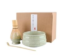Juego de 4 batidores de matcha, juego de té matcha con batidor y cuenco, cuchara de matcha, soporte para batidor, cuenco de cerámica de 580 ml, kit de fabricación de matcha hecho a mano para beber té