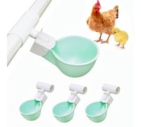 Juego de 4 bebederos para pollos con conexiones en T de PVC para manguera de 1,27 cm, sistema de riego automático para pollos, antifugas, puede contener un 50% más de agua, apto para pollitos