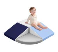 Juego de 4 Bloques de Espuma para Niños: Cuero sintético Bloques Psicomotricidad Infantil - Set de Escalada Escalera Doble Rampa para Interior Infantil para Escalar y Niños (Azul)