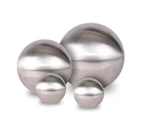 Juego de 4 bolas de jardín de acero inoxidable cepillado mate - 10/15/20 cm - Bola hueca decorativa de metal plateado - Decoración de metal redonda