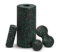 Juego de 4 bolas de masaje, Foam Roller Masaje Kit, Juego de Fascia, Rodillo de Espuma de Masaje Muscular, Bola Doble, alivia la tensión, para Yoga, Fitness, Pilates, Cilindro