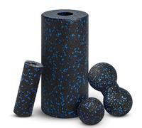 Juego de 4 bolas de masaje, Foam Roller Masaje Kit, Juego de Fascia, Rodillo de Espuma de Masaje Muscular, Bola Doble, alivia la tensión, para Yoga, Fitness, Pilates, Cilindro