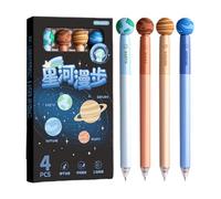 Juego de 4 bolígrafos de tinta de gel borrables con dibujos animados, giratorios de 0,5 mm, color azul