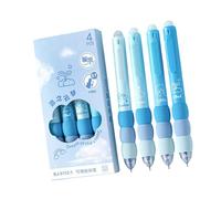 Juego de 4 bolígrafos retráctiles borrables con mango acolchado de punta fina de 0,5 mm, suministros escolares para uso escolar, bolígrafo de gel borrable