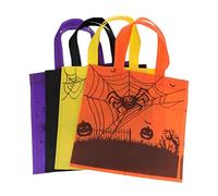 Juego de 4 Bolsas de Mano para Halloween Bolsas de Tela No Tejida para Dulces Bolsas de Embalaje para Halloween Bolsas Festivas con Asas
