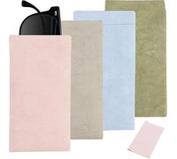 Juego de 4 bolsas para gafas de sol, funda gafas blanda, funda gafas de sol, multicolor, talla única, portátil, suave, con 1 destornillador pequeño y 4 paños de limpieza para gafas de sol
