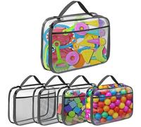 Juego de 4 bolsas XL impermeables, con cremallera y red, para juguetes (34 x 7,6 x 26,5 cm)