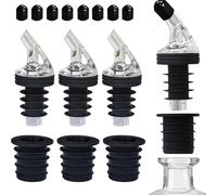 Juego de 4 boquillas de aceite de oliva a prueba de fugas con 8 herramientas de tapa, diseñadas para adaptarse a múltiples bocas de botella, ayuda a evitar el desorden y mantener la frescura del