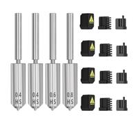 Juego de 4 boquillas intercambiables rápidas para Kobra S1 Max, 2 piezas de 0,4 mm, 1 unidad de 0,6 mm, 1 boquilla de punta de acero endurecido de 0,8 mm con 4 calcetines de silicona y toallitas para
