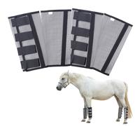 Juego de 4 botas de mosca para caballo, leggings para caballos que no más pisoteos, malla de PVC transpirable y resistente al desgarro, color gris, talla M
