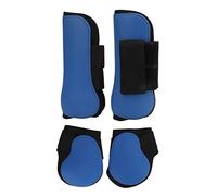 Juego de 4 botas para patas de caballo de PU, protectores de espinillas delanteros y traseros con almohadilla interior acolchada para la protección de los tendones, botas para tend (Conjunto Azul M)