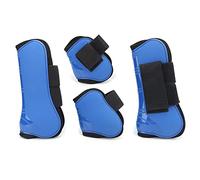 Juego de 4 botas para tendones de caballo, protector de fetlock con carcasa de PU para salto y equitación, protección para las patas que absorbe los impactos, con correas (Un juego de cuatro tallas