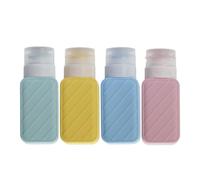 Juego de 4 botellas de cosméticos de silicona para viajes, pequeñas, prácticas y vacías para champú, loción y acondicionamiento