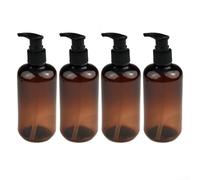 Juego de 4 botellas de PET ámbar recargables de 250 ml con bombas de loción negra para jabón líquido, champú, gel de ducha y desinfectante de manos, hogar, salón de spa