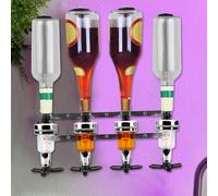 Juego de 4 botellas ópticas para bar en casa, dispensador para casa de barra, licores, vino boca abajo para casa, bar, garaje, cueva para hombre, 4 pines (42 g) de plata