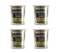 Juego de 4 Botes de Cocina Keeper Family Redondos Transparentes para Almacenaje. Ideales Despensa (250ML, Marrón)
