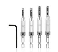 Juego de 4 Brocas de Bisagra Con Llave, Guía de Taladro, Taladro de Puerta y Herramientas Autocentradas para Bisagra de Puerta