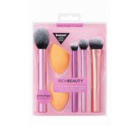 Juego de 4 brochas de maquillaje con 2 esponjas de maquillaje Miracle Beauty, base, colorete, sombra de ojos, corrector, resaltador