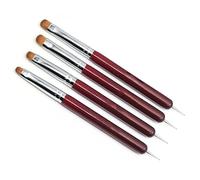 Juego de 4 brochas profesionales para arte de uñas, cepillo de limpieza de uñas de doble extremo y herramienta de punteado de uñas para gel, cepillo de punta francesa de madera imprescindible para uso