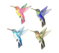 Juego de 4 broches con forma de colibrí de metal, adorno decorativo para trajes, bolsos, sombreros, bolsos, insignias
